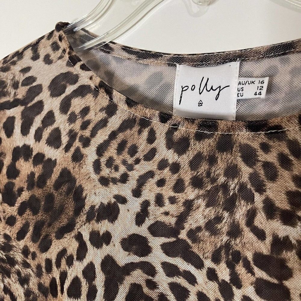 Princess Polly Cheetah leopard brown sheer long sleeve cinch side crop top - Picture 3 of 5